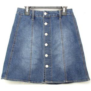 SALE! Flare Denim Jean Buttons Blue Short Mini Skirt